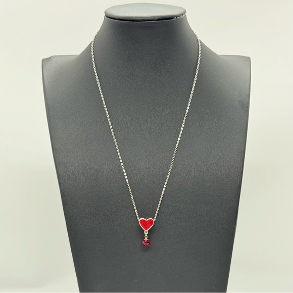 Crystal Red Heart Necklace made with Swarovski Crystals - Picture 3 of 7